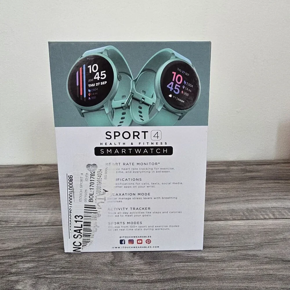 Itouch Sport 4 Unisex Adult Black Smart Watch TP4R01 Fitness Tracker